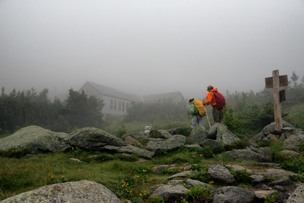 Hikers arriving at Madison Spring Hut